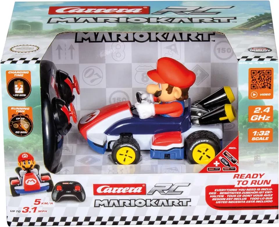 Carrera - 370320001 RC I 2,4GHz Mario Kart Race Kart 1:32 I Mario RC-Fahrzeug I Offiziell lizenziert I Authentisches Design I Für Nintendo-Fans I Ferngesteuertes Auto