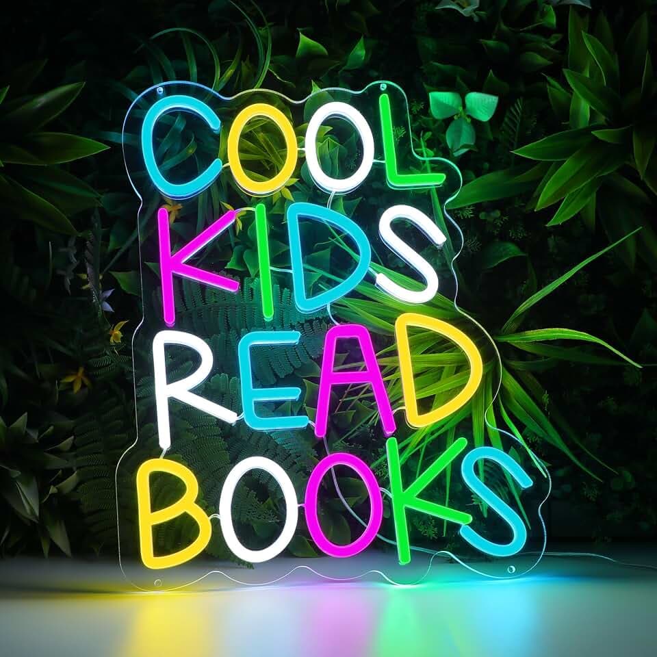 Enuoli Cool Kids Read Books Neon Sign Letter LED Words Neon Lights