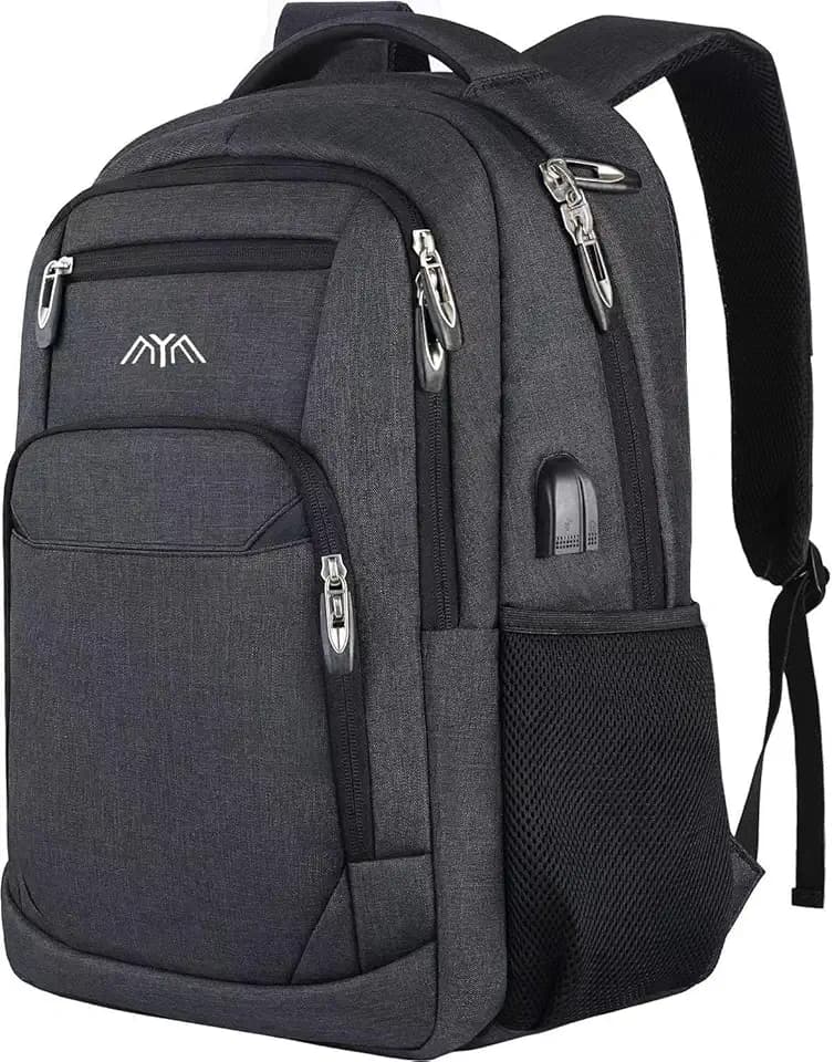 Rucksack für Damen und Herren, Schulranzen, Jungen, Mädchen, für College, Schwarz, Carbon, 43 cm, kompakt, praktisch, Carbonschwarz, 17,3pouces, Kompakt, praktisch