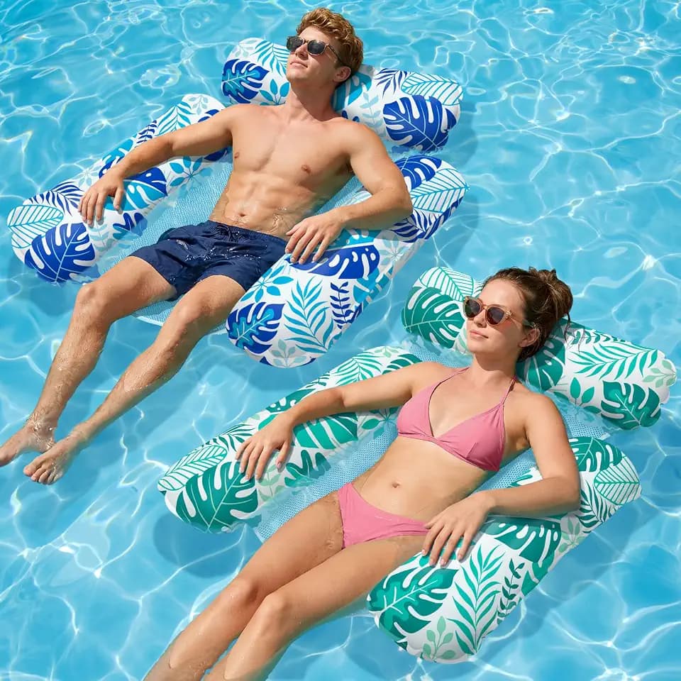 Elidepe Luftmatratze Pool, 4 in 1 Pool Spielzeug Wasserhängematte, 2 Stück Pool Zubehör Spaß Erwachsene, Wasserspielzeug Luftmatratze Wasser