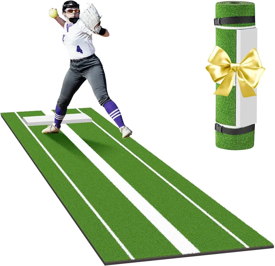 Neoaider Softball Pitching Mat with Thickened Mound, 10x3 ft Pitching Mat