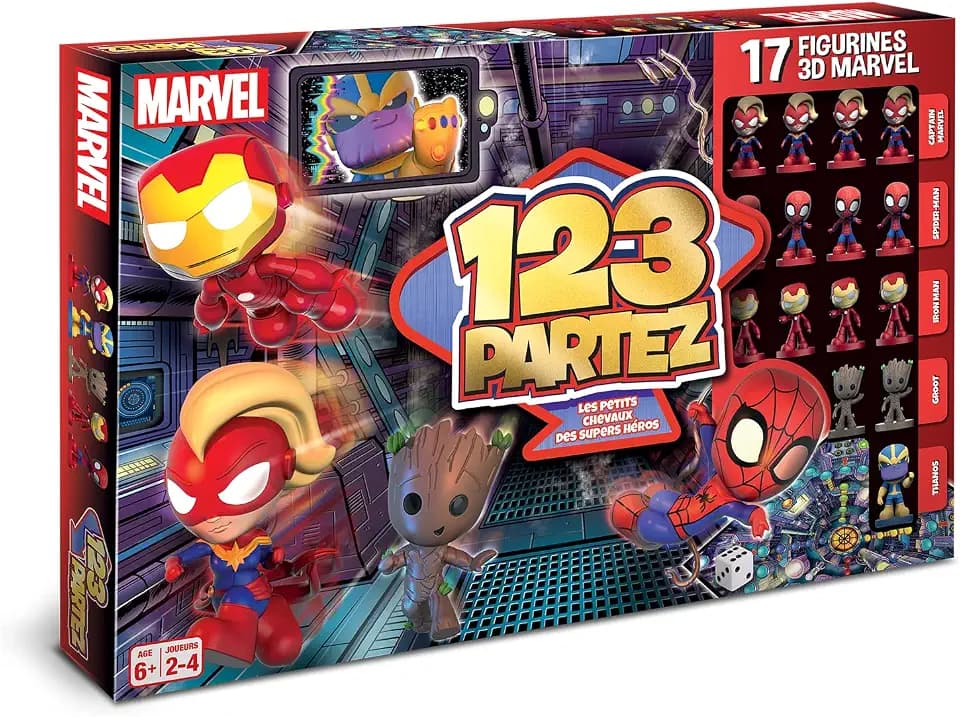 Shuffle 123 PARTEZ – Avengers – Gesellschaftsspiel Familie & Kinder – Spiel der kleinen Pferde – Marvel – ab 6 Jahren