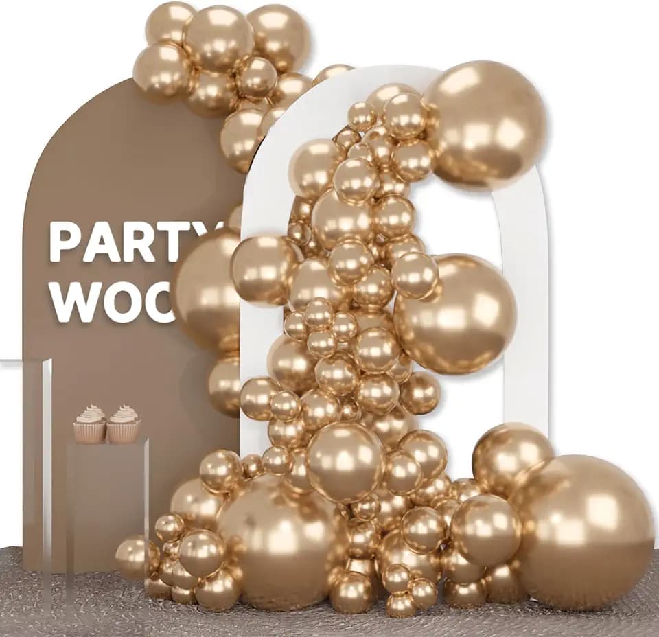 PartyWoo Metallic Gold Balloons 140pcs Chrome Gold Balloons Different Sizes