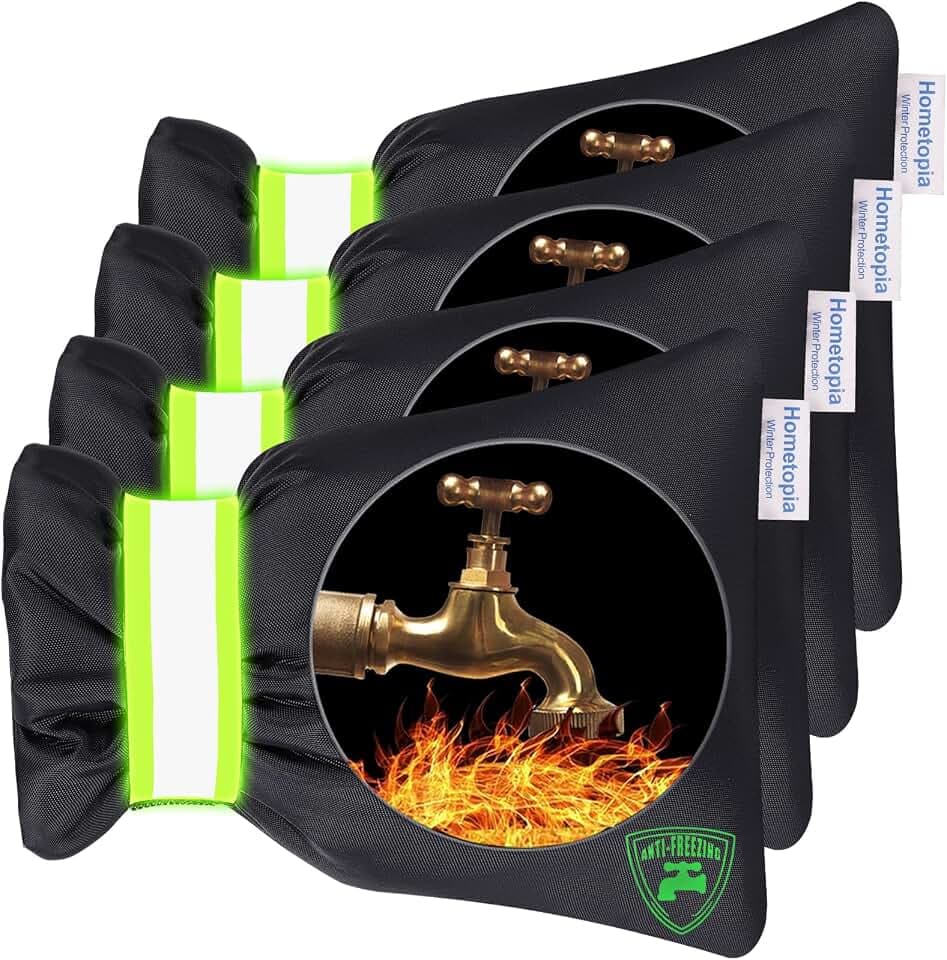 4Pack Outdoor Faucet Covers for Winter - 6.7" W x 8.3" H Outside Hose Bib Spigot Covers Protector Socks for Winter Freeze Protection Insulation Reusable Waterproof Insulated backflow Cover,Black
