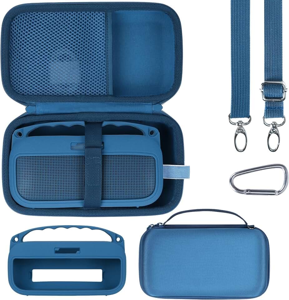 Lebakort Storage Case Kits Compatible with Bose SoundLink Flex 2nd Gen/Bose SoundLink Flex Portable Speaker (Blue Dusk Silicone Cover + Hard Case)
