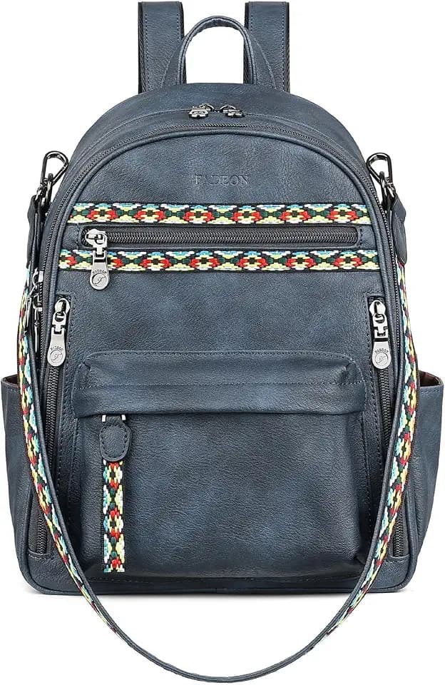 FADEON Small Backpack Purse for Women, Multi-Pocket Bag with IPad Pocket