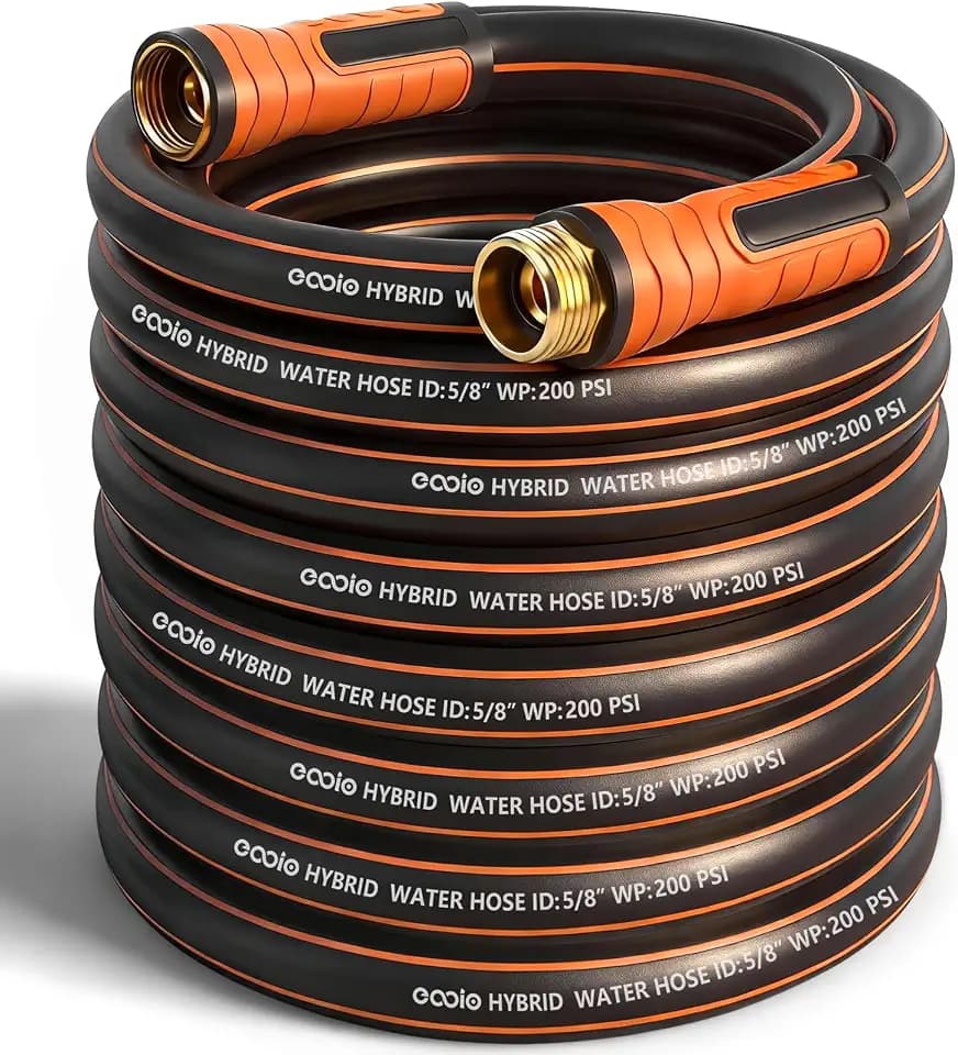 Garden Hose 75 ft x 5/8", Heavy Duty Water Hose, Flexible and Durable, Kink Resistant Lightweight Hybrid Hose, Leakproof Yard Hose with Male to Female Fittings
