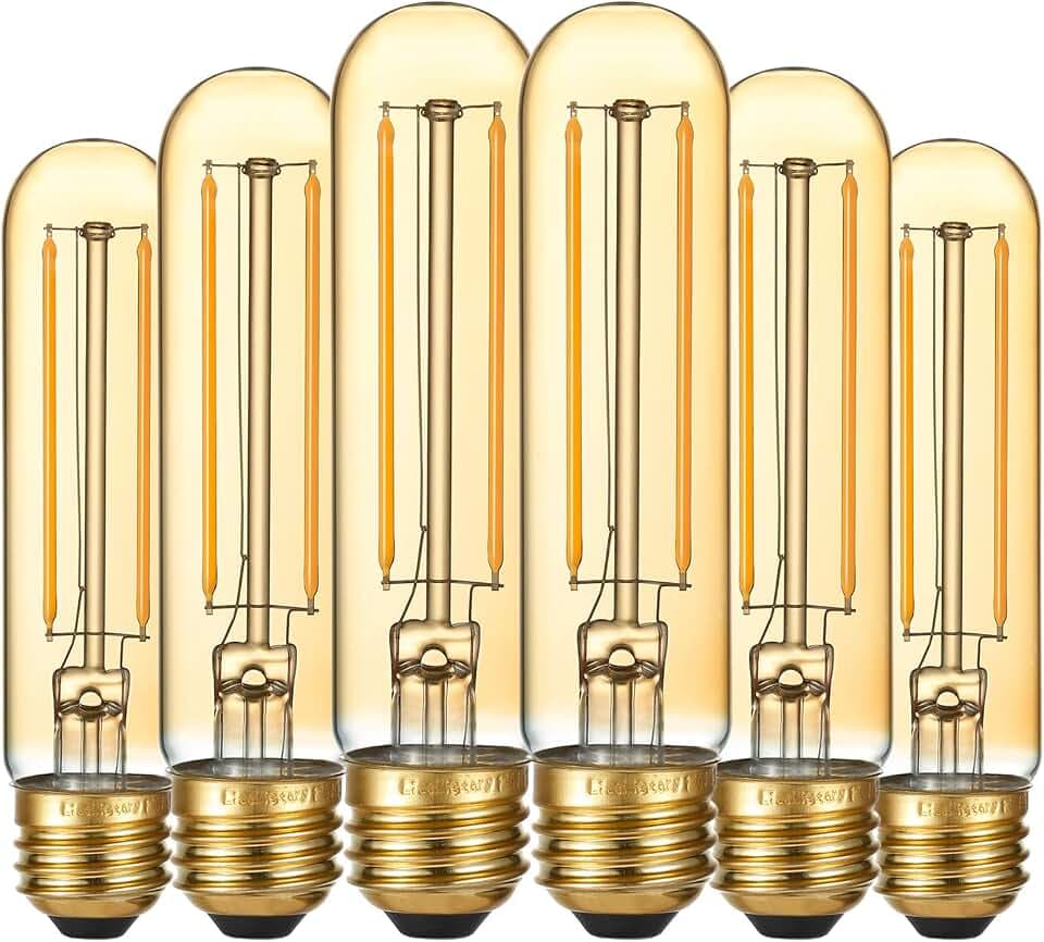 LiteHistory T10 Tubular E26 Light Bulb,Dimmable,Amber Light Bulbs,4w 2200K