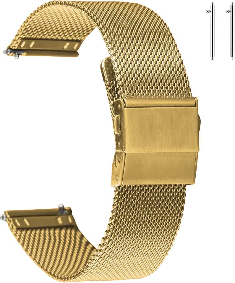 Edelstahl Mesh Uhrenarmband für Herren Damen, Schnellverschluss, 12mm-22mm