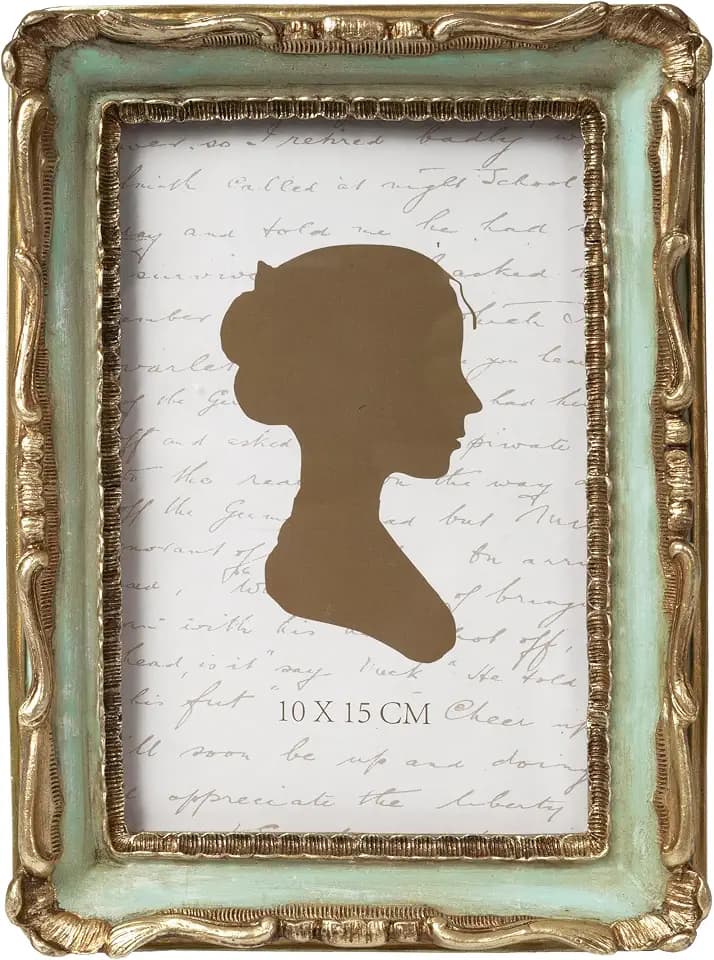 AELS 4x6 Inch Vintage Picture Frame, Elegant Antique Photo Frames with Glass Front, Photo Display, Tabletop Wall Hanging, Gift Ideas,Gold and Green