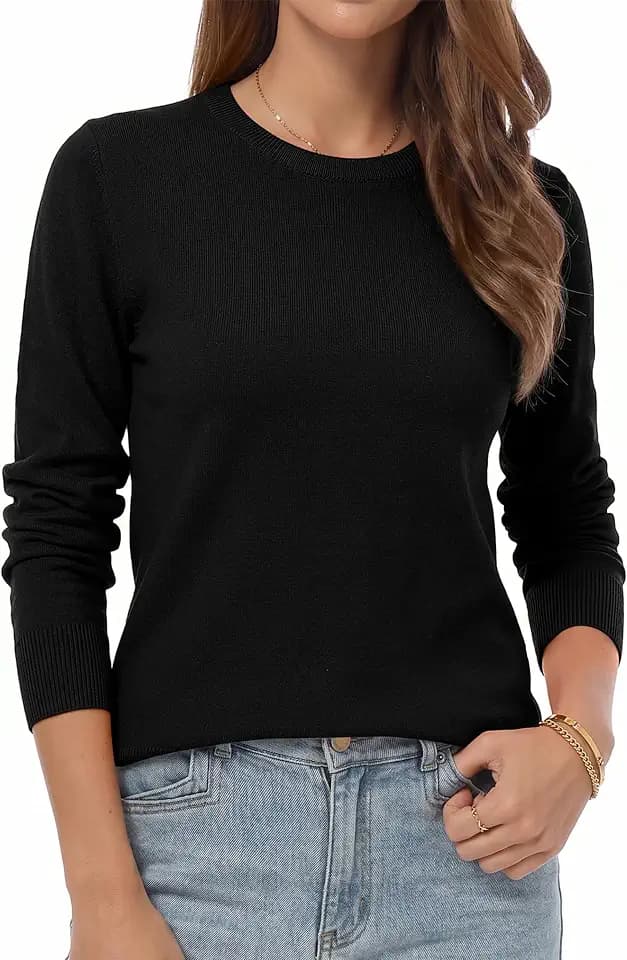 QUALFORT Women's Sweater Lightweight Long Sleeve Pullover