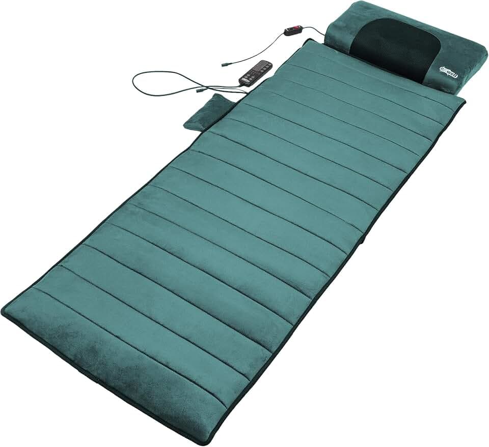 Genius eZwell Massageauflage Massagematte Ganzkörpermassage 55 x 170 cm für Rücken Beinen Nacken Fernbedienung, 5 Modi mit Wärmefunktion, Vibrationsmassagematte für Männer Frauen 3-TLG.