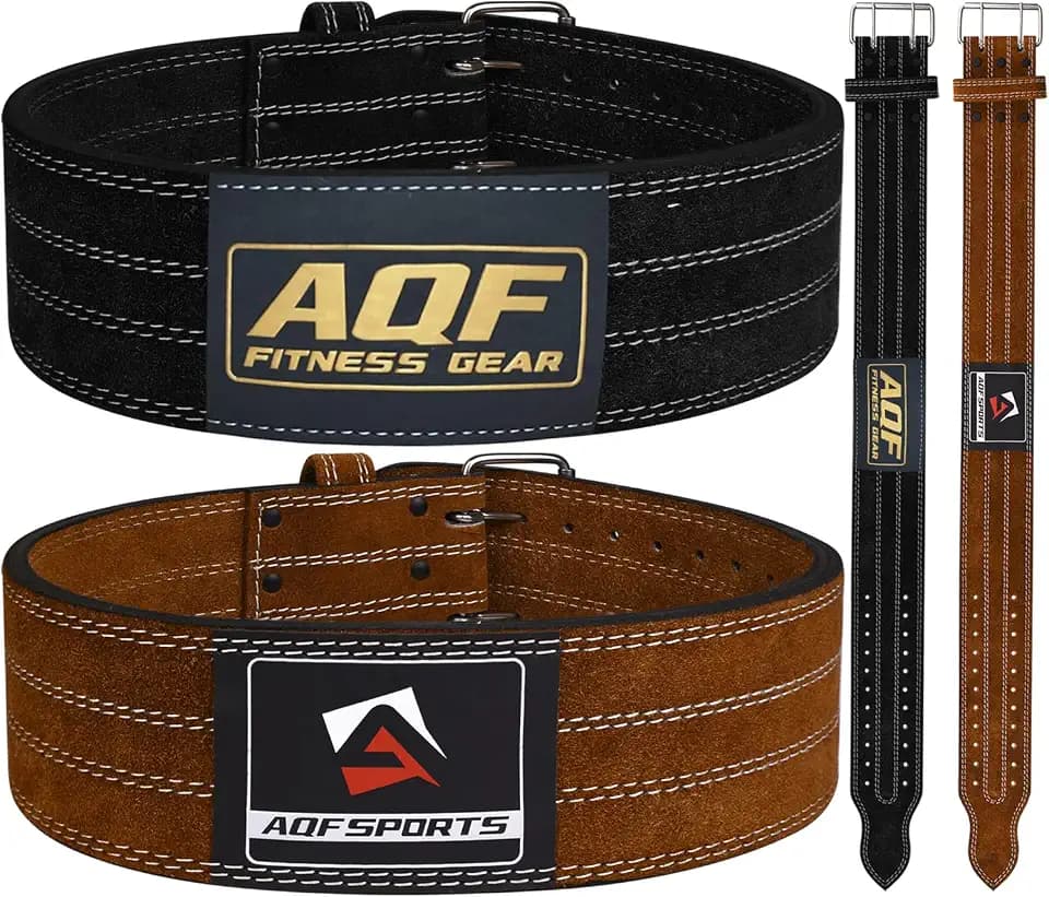AQF Gewichthebergürtel Leder 10mm, 4" Rückenstütze mit Rollenschnalle