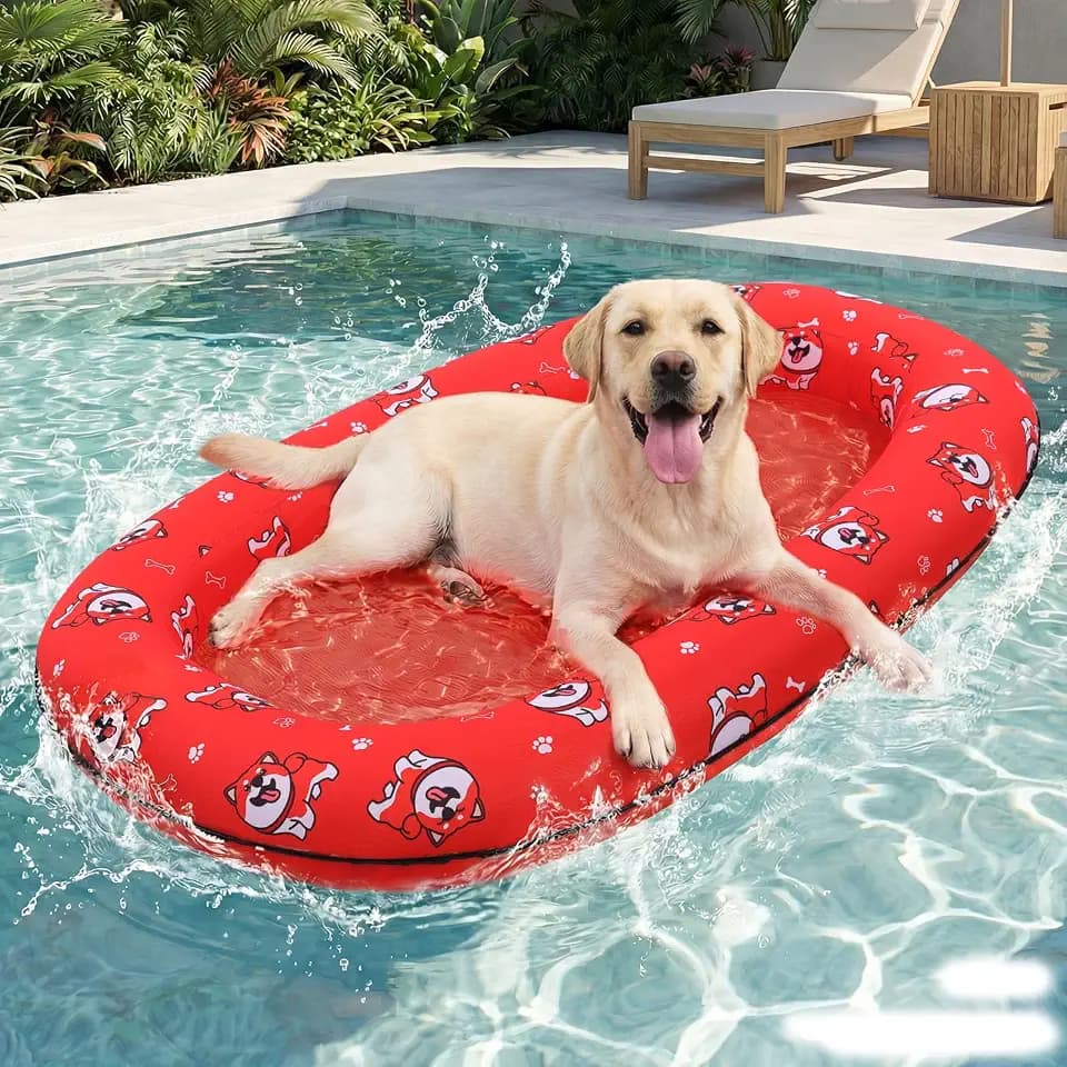 Queenmore Dog Pool Float Inflatable Dog Raft for Large Dogs 195 Lbs Orange