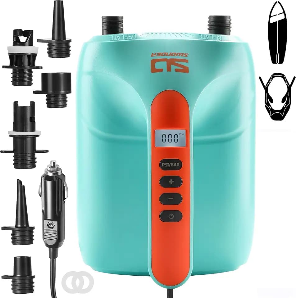 Swonder 20PSI High Pressure Digital Electric Air Pump for Stand Up Paddle Board | Kayak | Tent, SUP Inflator with Intelligent Dual Stage & Auto-Off, Two Colors