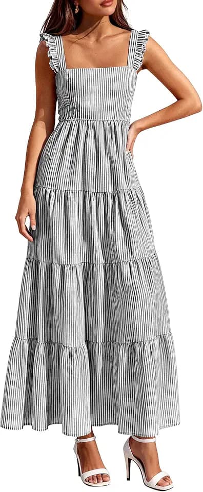 PRETTYGARDEN Women's Summer Striped Maxi Sun Dresses