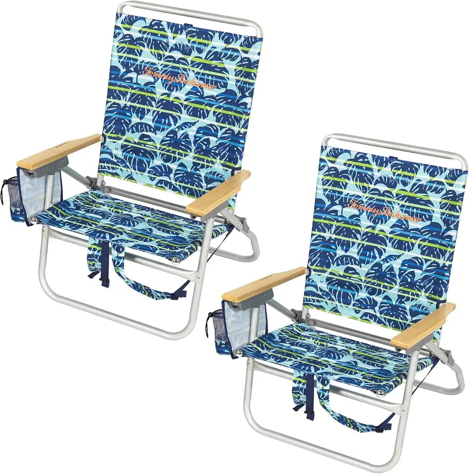 Tommy Bahama 4-Position Extended seat Height Easy in-Easy Out Folding Backpack Beach Chair