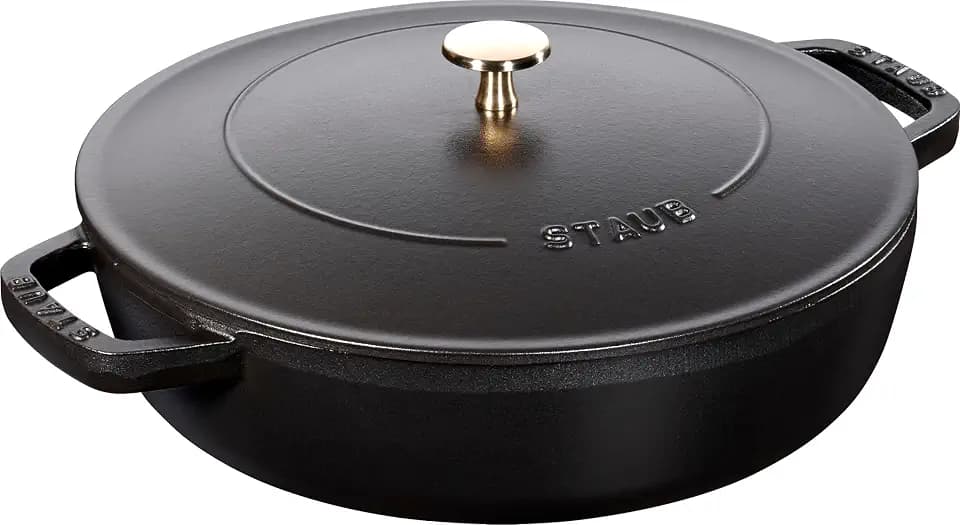 STAUB Schmorpfanne, Chistera Bräter, 28 cm, 3,7 L, Induktionsgeeignet, Aroma-Regen, Made in France, Schwarz
