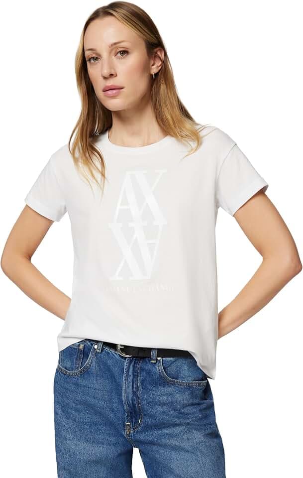 Armani Exchange Damen Short Sleeve On Tone Logo Print Regular Boxy Fit T-Shirt