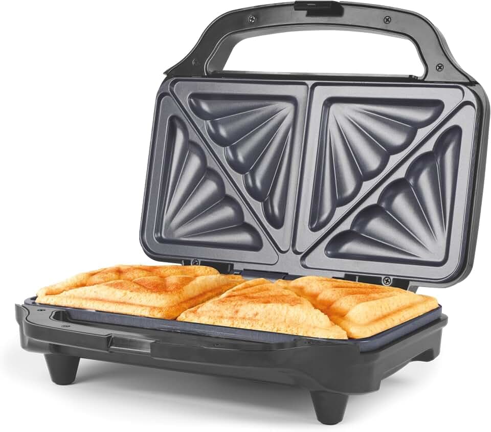 Salter Sandwich-Toaster – Antihaftbeschichteter, Deep Fill Toastie-Maker, zusammen mit 2 getoasteten Sandwiches, 4-Scheiben-Grillpresse, automatische Temperaturregelung, 900W, EK2017TFVDE