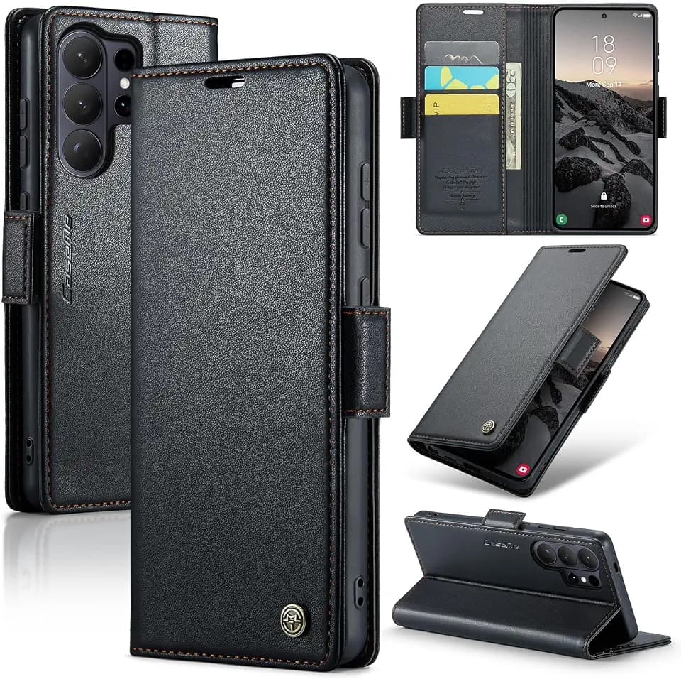 SINIANL for Samsung Galaxy S26 Ultra Wallet Case with Card Holder, Black