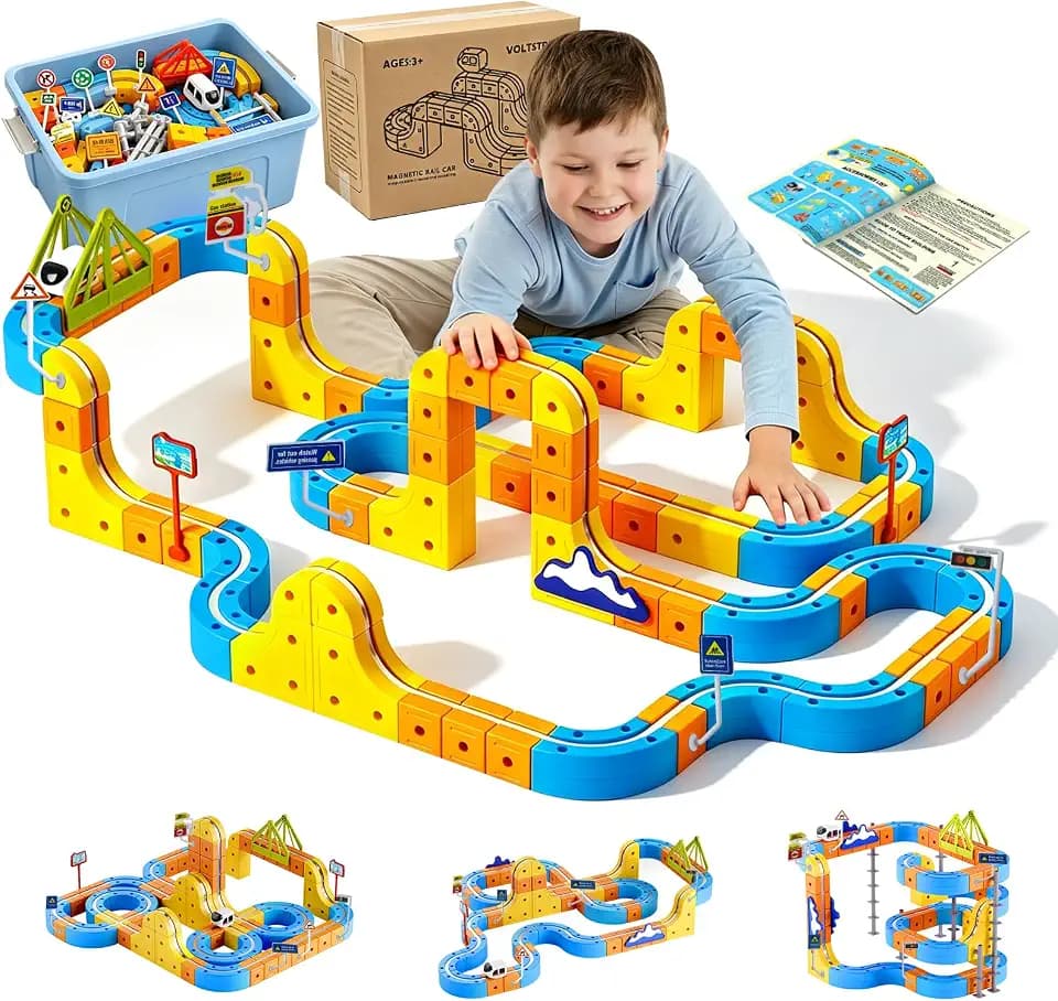 Electric Train Set for Kids 3 4 5 6 7 8 9, 172PCS 3D Racer Magnetic Track