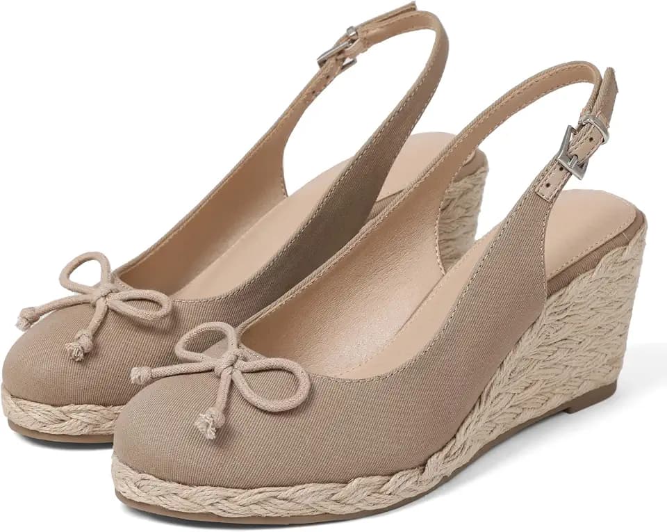 EQAUDES Women's Closed Toe Espadrilles Ankle Strap Wedge Sandals