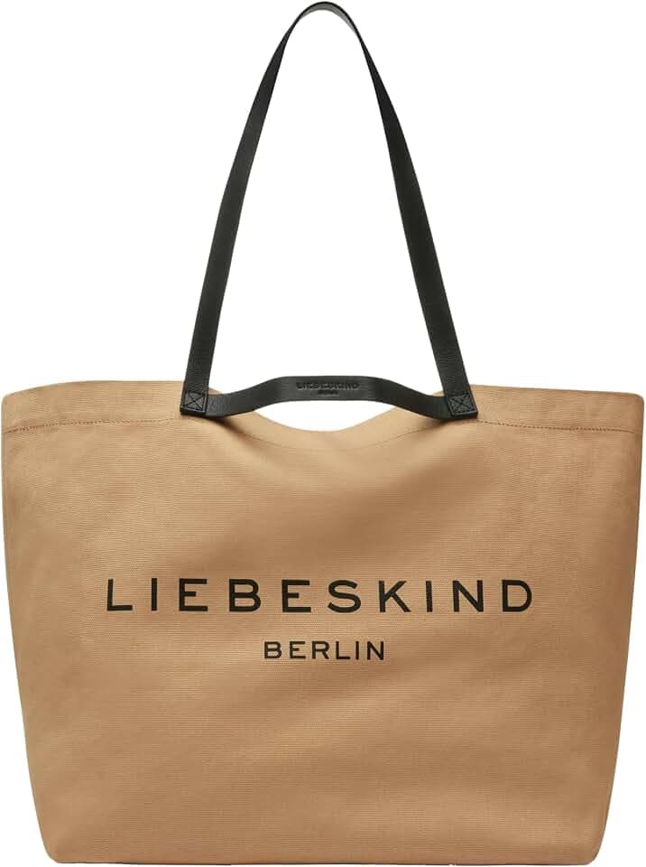 Liebeskind Berlin Damen-Shopper „Aurora“ – Große Canvas-Tasche Damen mit Reißverschlussfach und Leder-Schulterriemen – Shopper Bag Women – Passend für Laptops bis 16 Zoll – Light Bag