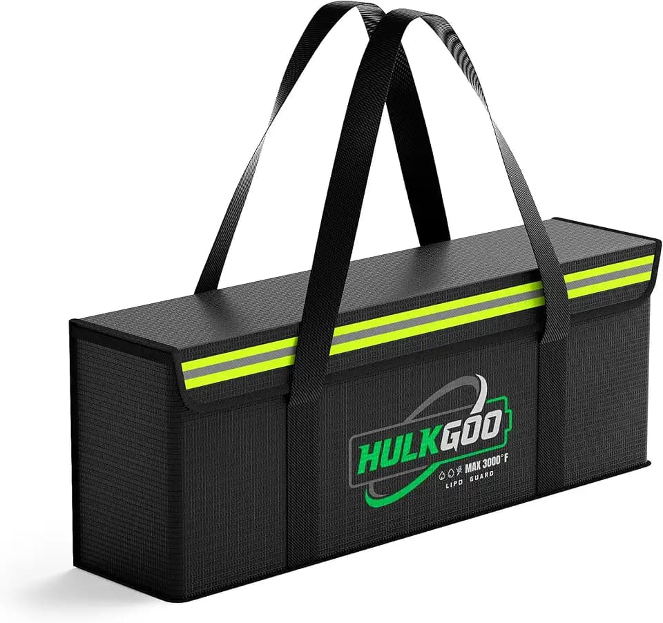 Fireproof Explosion-Proof Waterproof Ebike Battery Storage Bag - Safe Case for Lithium/Lipo Batteries (19.3 x 4.3 x 7 Inch)