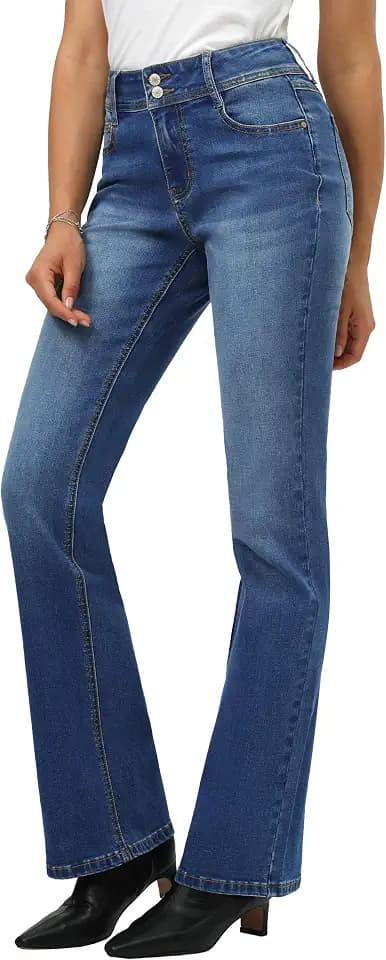 Tall Women's 34"/36"/38" Inseam Curvy Bootcut Jeans Mid-Rise Stretchy Denim Pants Classic Bell Bottom Trouser