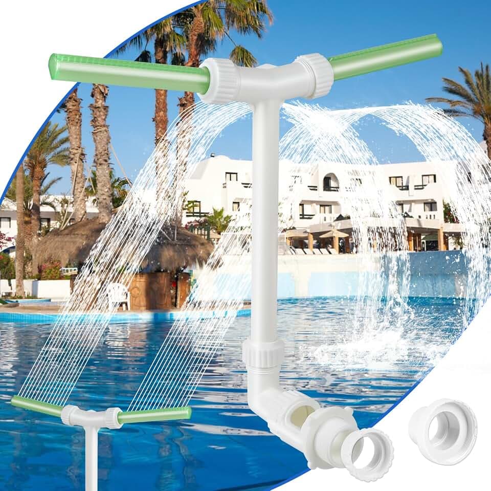 LALAGO Pool Wasserfall, Wasserbrunnen Dual Spray Einstellbarer, Grüner