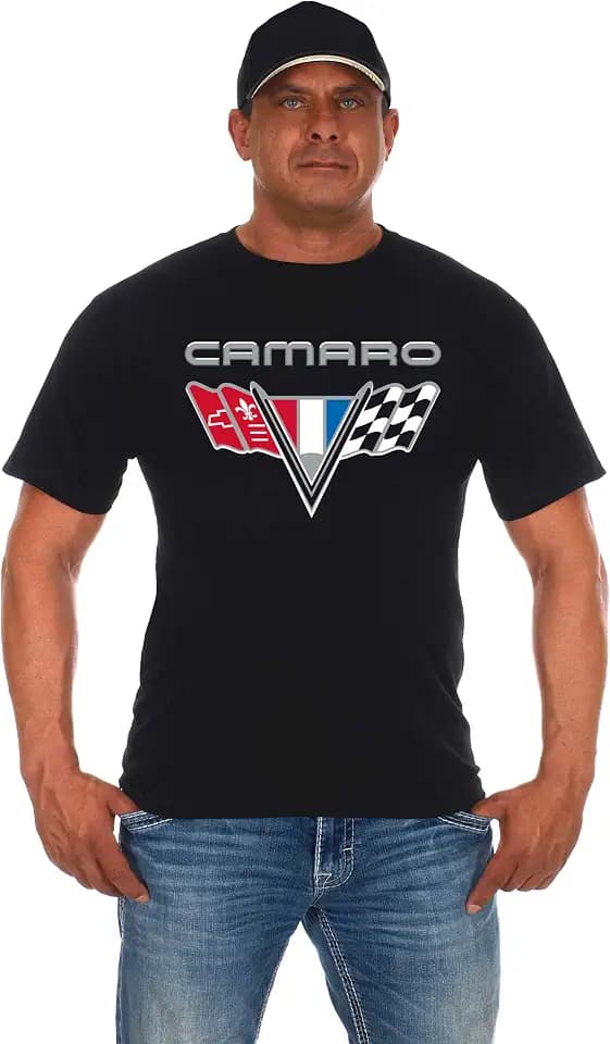JH Design Men's Chevy Camaro T-Shirt Short Sleeve Black Crew Neck Shirt