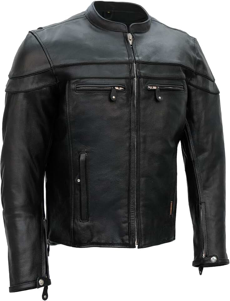 Hot Leathers Men’s Top Quality Leather Jacket with Concealed Carry Pockets