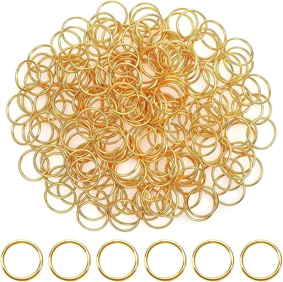 TOAOB 200 Stück Jump Ringe Spaltringe 12 mm Edelstahl Golden Sprungringe
