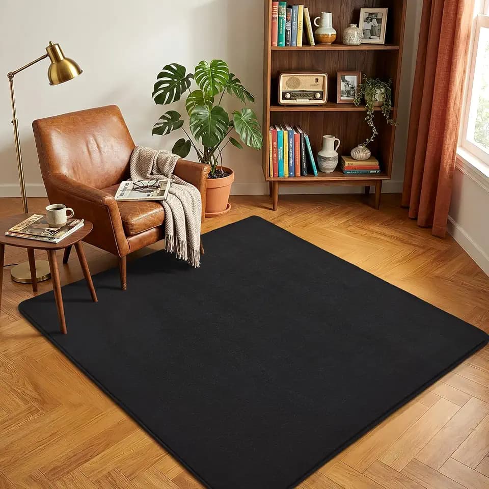 Amearea 4x4 Square Area Rugs for Bedroom Living Room, Black Memory Foam Rug