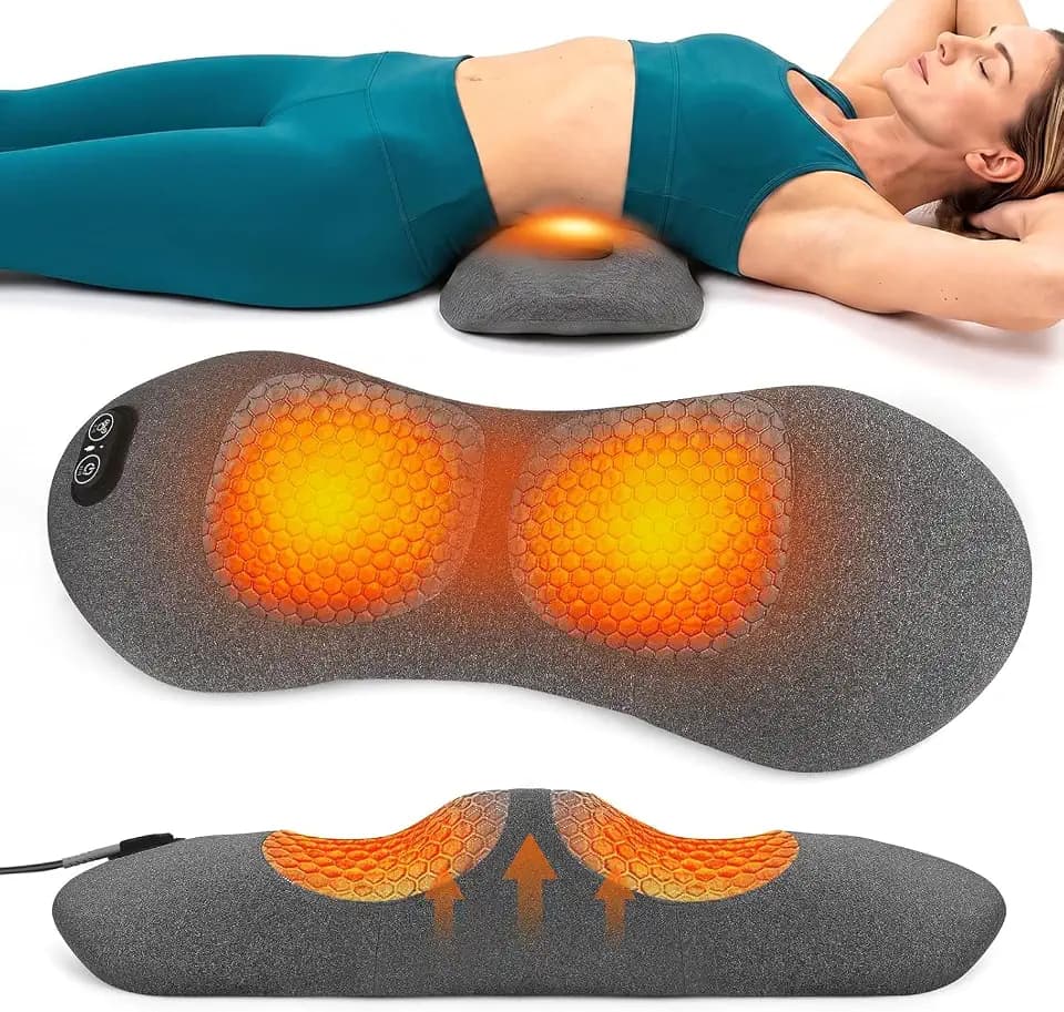 3 in 1 Triple Fusion Back Massager - Lower Back Massager with Heat,Vibration & Electric Stretching, Lumbar Support Massager for Lower Back Pain Relief