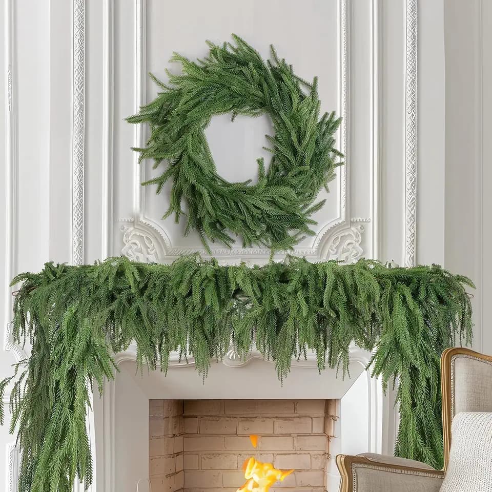 4 Pack Christmas Norfolk Pine Garlands 6FT, Real Touch Greenery