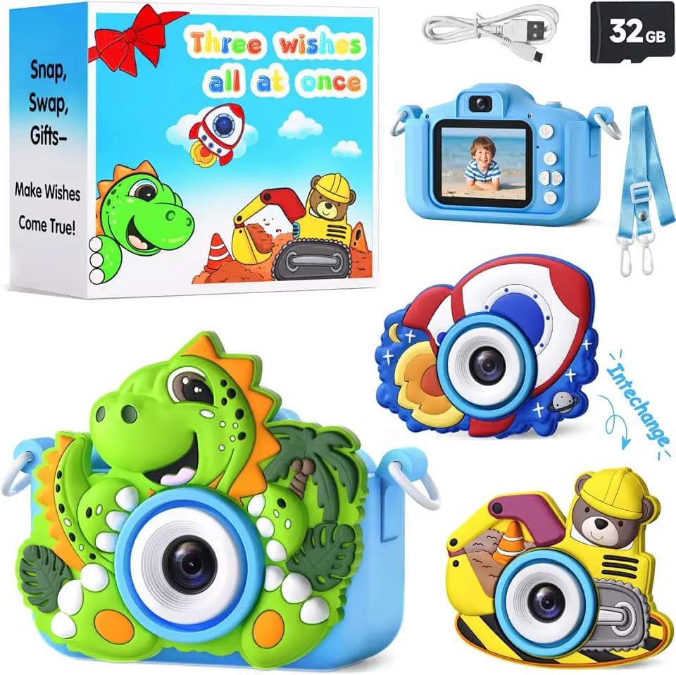 Kids Camera Toy for Toddler Boys: Three Wishes, All at Once, 3 4 5 6 Year Old Boy Birthday Gift Ideas, Toddler Play Cameras Age 3-5 5-7, Selfie Child/Children Digital Camera, for Kids