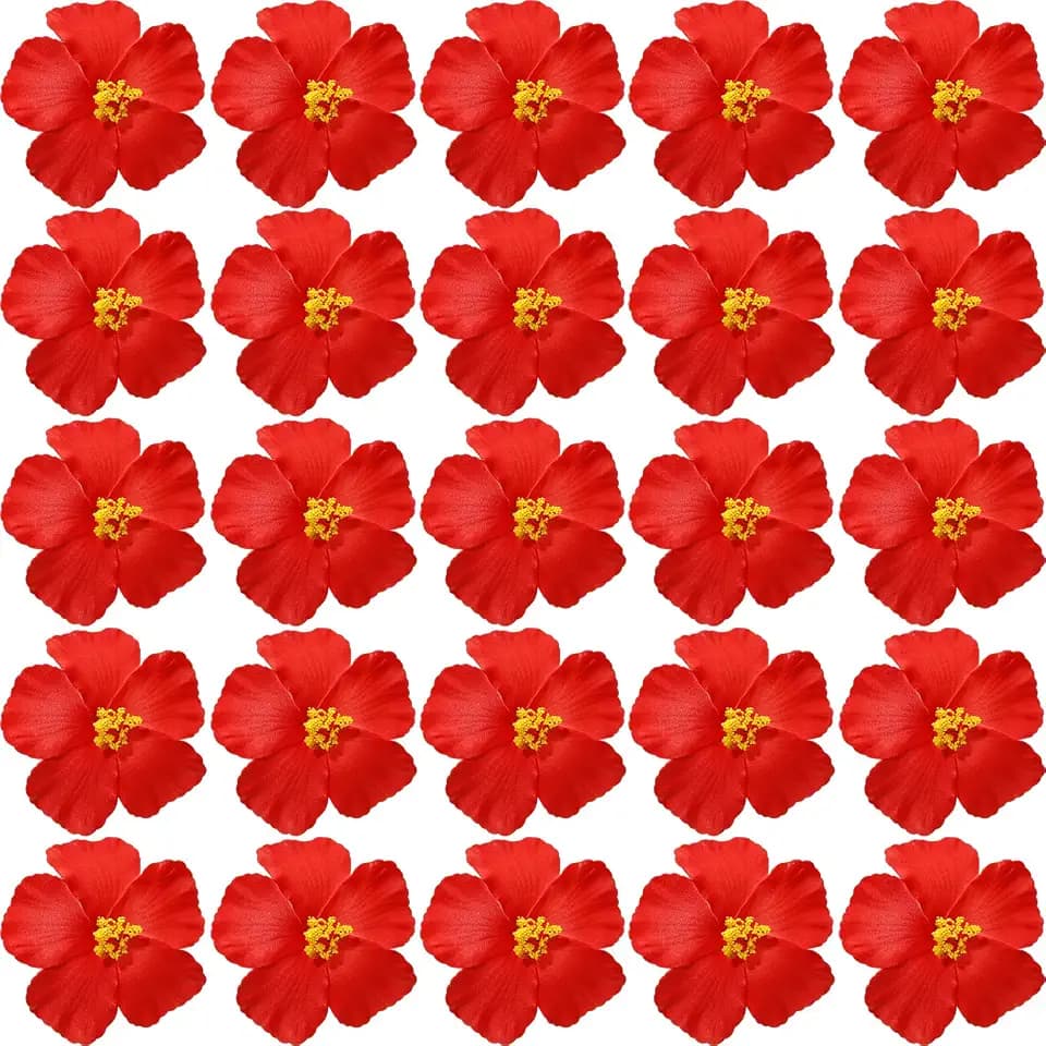 Unittype Red 100 Pcs Artificial Hibiscus Flowers, Foam Tropical Flowers