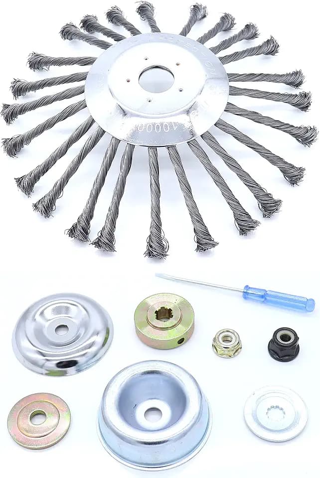 MOCW 10 Inch Rotary Steel Wire Wheel Weed Brush Blade Trimmer Head Cutter Replacement for Compatible with Husqvarna, Stihl, Ego, Oregon, and Straight Shaft Trimmers