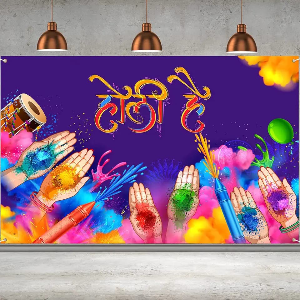 Holi Decorations Happy Holi Photo Booth Backdrop Hindu Photography Home Wall Background Decoration Backdrop Indian Paint Splatter Decorations Graffiti Style Photo Studio Props for Holi Party