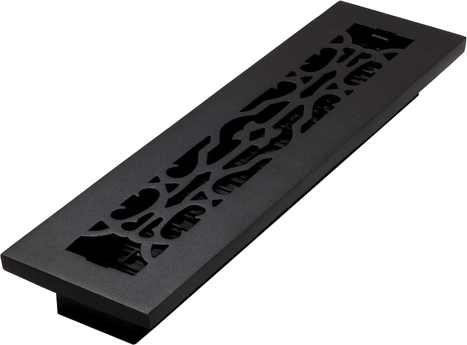 Decor Grates AC210-BLK viktorianisches Bodenregister, Gusseisen, Schwarz 2 x 14 Gusseisen schwarz