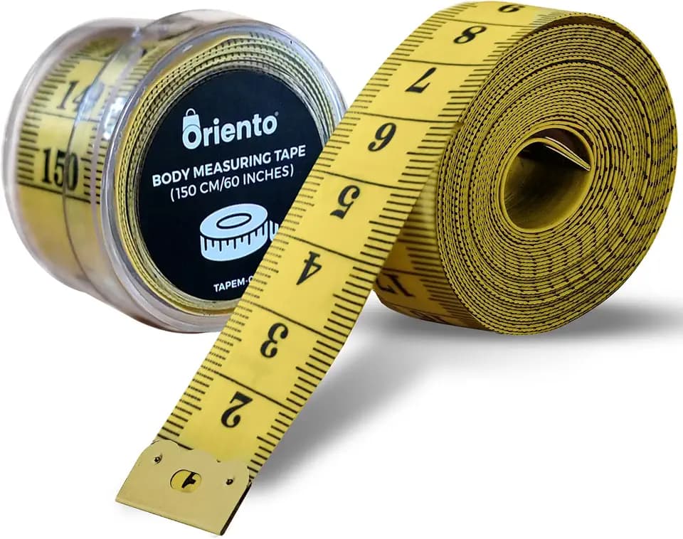 Oriento Maßband für Körper 150 cm/60 Zoll – Doppelseitiges Flexibles Körper Maßband zum Nähen, Basteln und für Gewichtsabnahme – Biegsames Schneidermaßband mit Zentimeter- Gelb (150 cm)