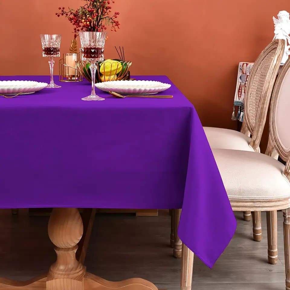 MEANMOY Purple Rectangle Tablecloth 60x84 Inch Water Resistant Table Cloth