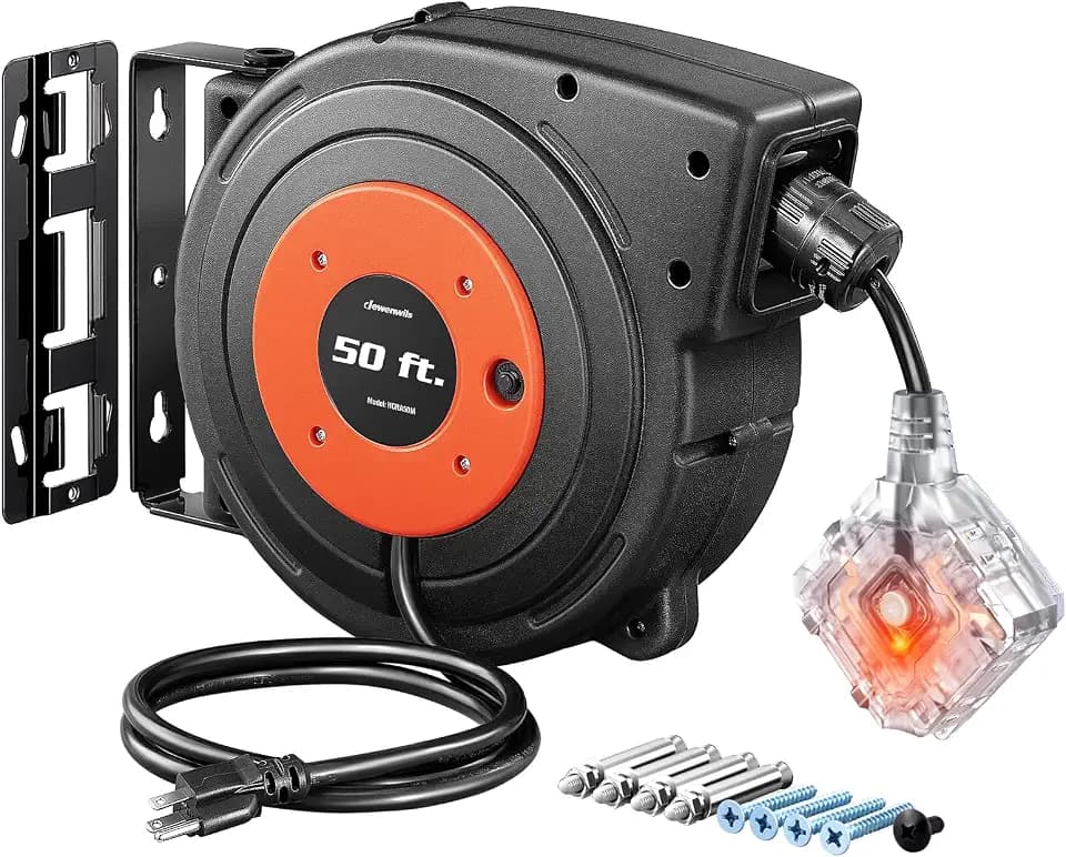 DEWENWILS 6 Grounded Outlets Retractable Extension Cord Reel