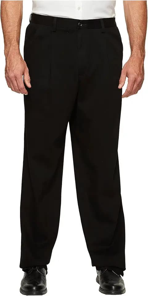 Dockers Men's Classic Fit Easy Khaki Pants-Pleated (Standard and Big & Tall), Black, 48W x 34L