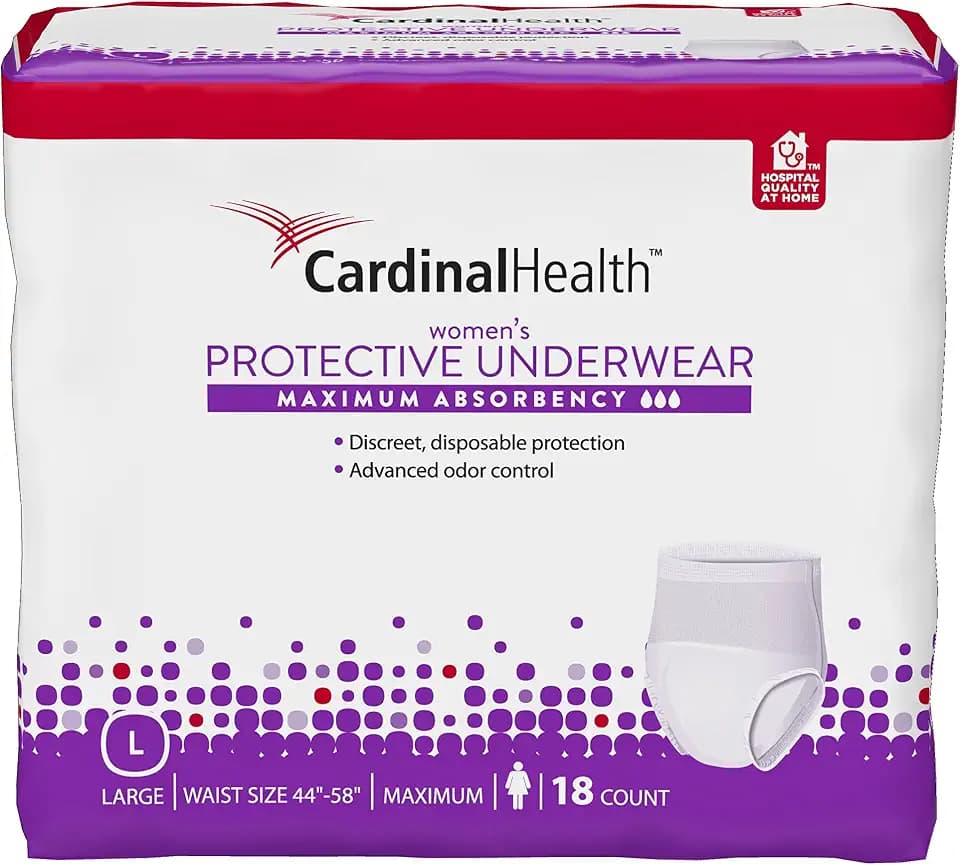 Cardinal Health UWFSM20 Women's Underwear Maximum Absorbency 18 CT Large
