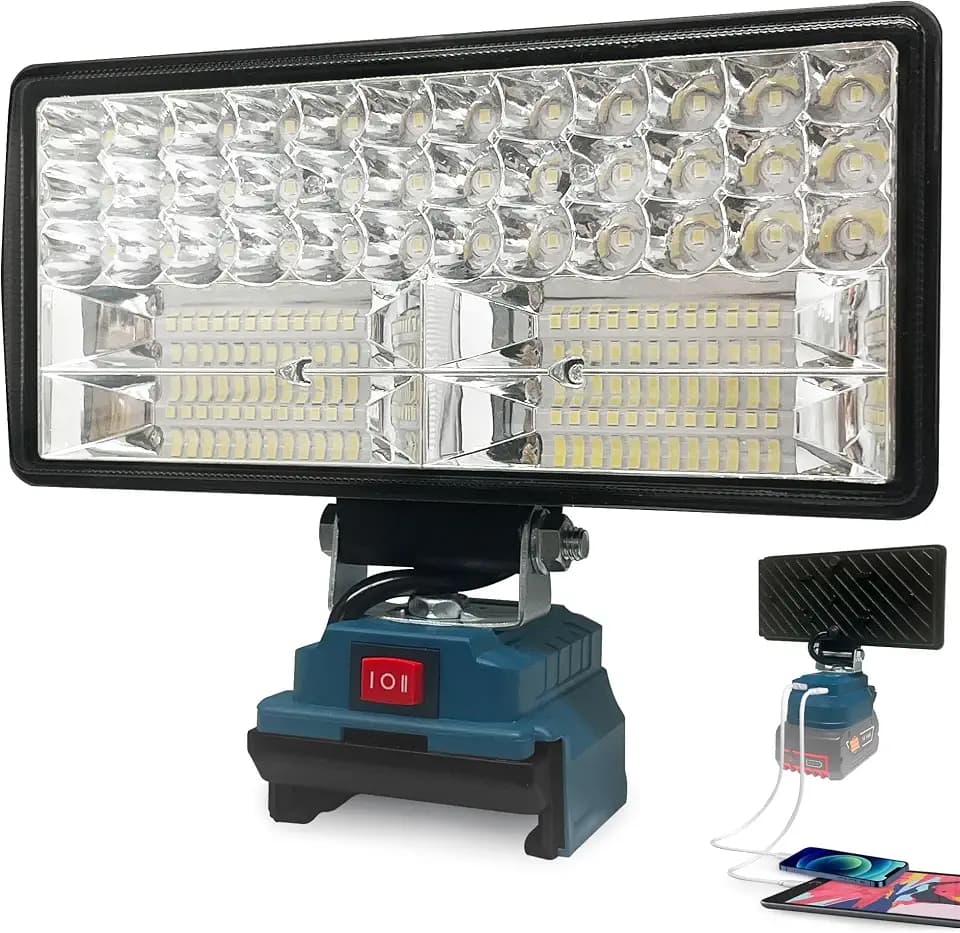 LED Akku Lampe für Bosch 18V Akku, 90W 6800LM LED Baustrahler mit USB+Type C (ohne Batterie)