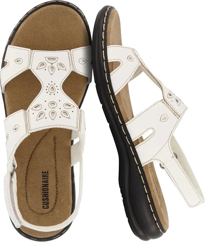 CUSHIONAIRE Briar Comfortable Womens Sandals, Flat Adjustable Slingback Sandals for Women