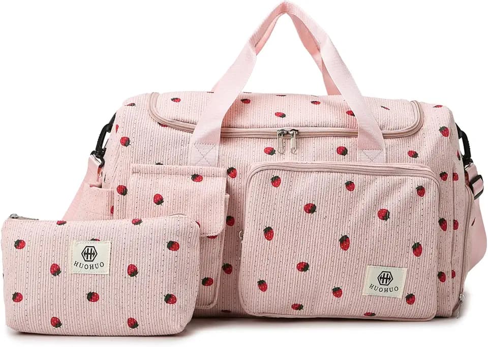 Eslcorri Small Duffel Bag with Shoe & Wet Pocket for Travel & Dance, Pink